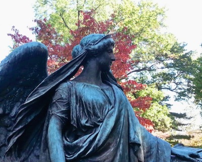 Bronze angel statuary at Homewood Cemetery, Pittsburgh, PA