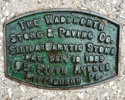 brass plaque for the Wadsworth Stone & Paving Company, Pittsburgh, PA