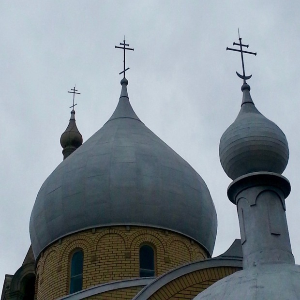 onion domes of St. Gregory Russian Orthodox Church, Homestead, PA