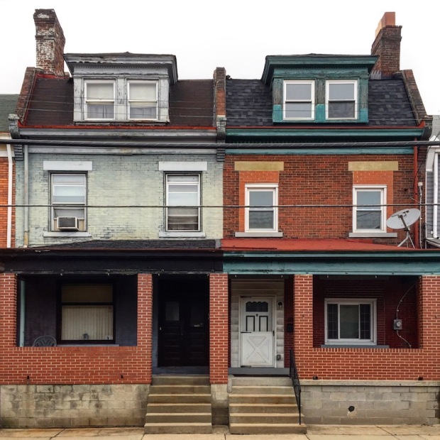 side-by-side brick row houses, Pittsburgh, PA