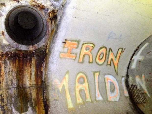 graffiti for metal band Iron Maiden in cement drainage tunnel, Munhall, PA