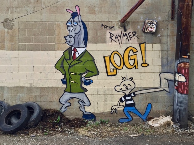 mural of cartoon horse wearing suit by artist Jeremy Raymer